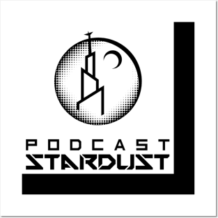 Podcast Stardust Black and White Pixel Logo Posters and Art